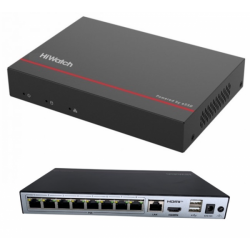 Видеорегистратор IP 8-канальный HiWatch, DS-N208EP(1TB) (8 PoE)