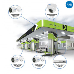 Комплекты Комплект видеонаблюдения AHD Наблюдатель, Комплект видеонаблюдения для АЗС на 4 камеры AHD