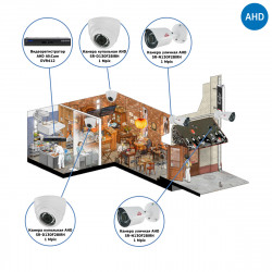 Комплекты Комплект видеонаблюдения AHD Наблюдатель, Комплект видеонаблюдения для кафе на 4 камеры AHD