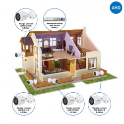 Комплекты Комплект видеонаблюдения для дома Наблюдатель, Комплект видеонаблюдения для дома на 4 камеры AHD