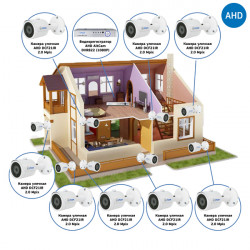 Комплекты Комплект видеонаблюдения для дома Наблюдатель, Комплект видеонаблюдения для дома на 8 камер AHD