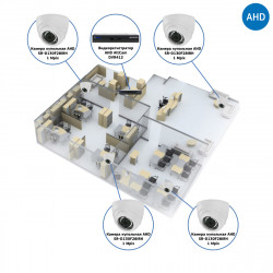 Комплекты Комплект видеонаблюдения для офиса Наблюдатель, Комплект видеонаблюдения для офиса на 4 камеры AHD