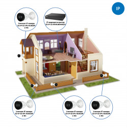 Комплекты Комплект видеонаблюдения для дома Наблюдатель, Комплект видеонаблюдения для дома на 4 камеры IP