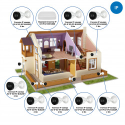 Комплекты Комплект видеонаблюдения для дома Наблюдатель, Комплект видеонаблюдения для дома на 8 камер IP